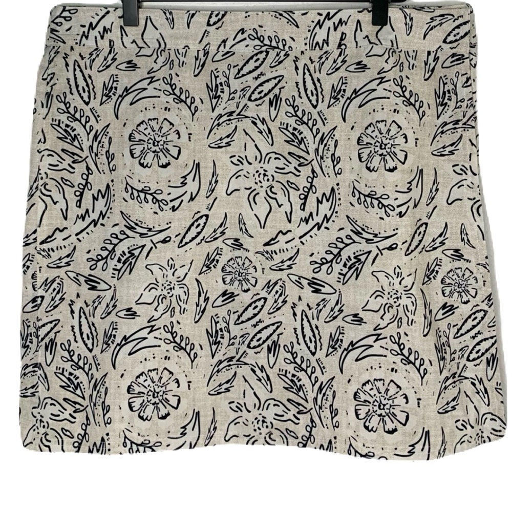 Ripskirt Hawaii Womens XL Black & Cream Floral A-Line Mini Skirt Casual Resort